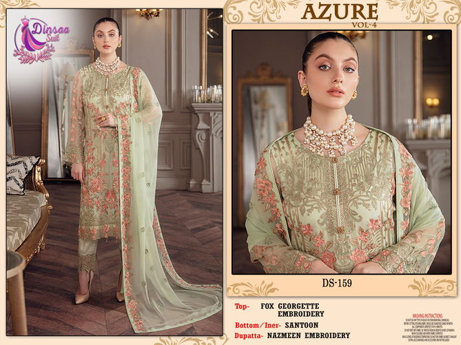 Azure Vol 4 By Dinsaa Georgette Pakistani Suits Catalog
